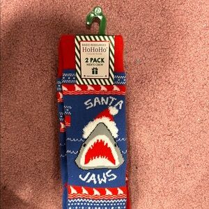 HoHoHo Collection Santa Jaws Men's Crew Socks - 2 Pack Holiday Socks